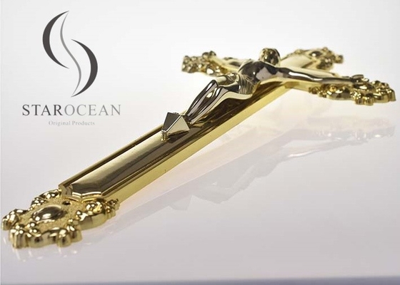 Gold High Quality Plastic Jesus Funeral Cross Coffin Accessories OEM/ODM Service PJ03